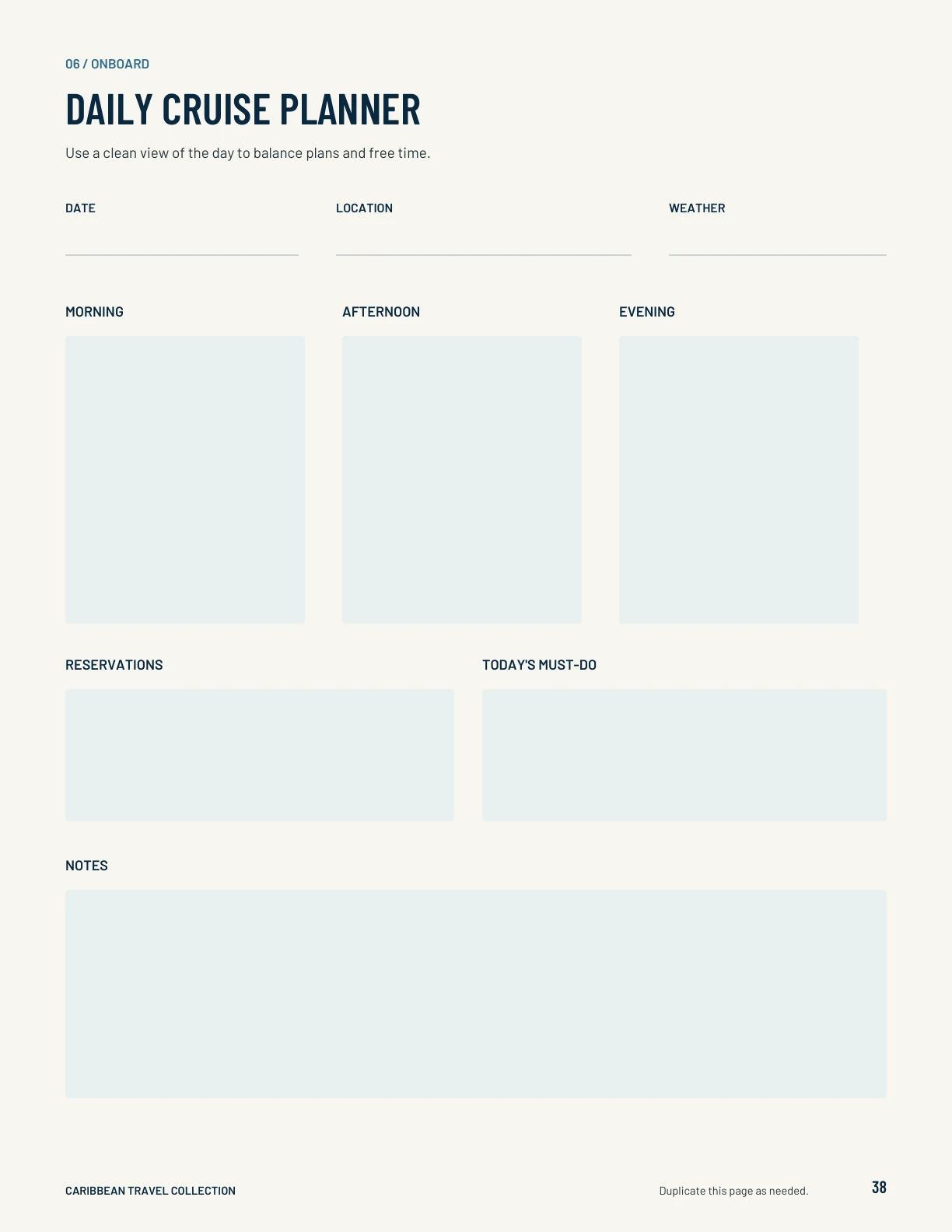 Daily cruise planner